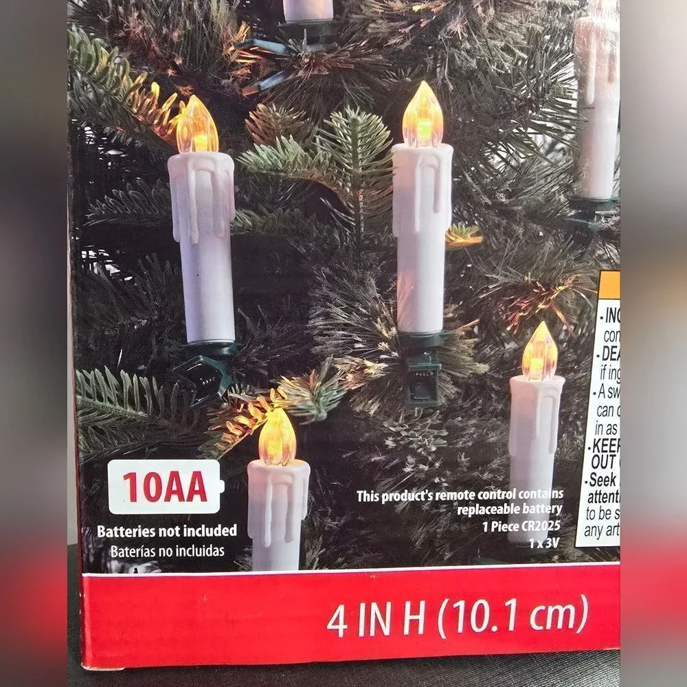 2 x 10 Ct Battery-Operated White Cordless LED Clip Christmas Candles Ornament